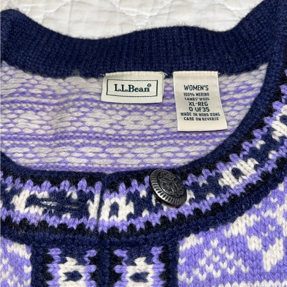 Lands End Wool Purple sweater XL - Picture 4 of 4